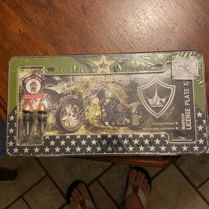 Warrior license plate frame Paul Jr designs New green black and silver stars USA